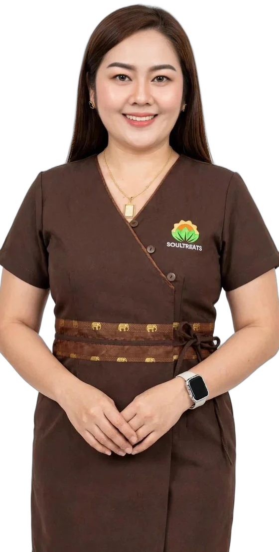 Meena, Soul Treats therapist, in uniform