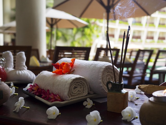 towels and products for a massage on a table in a hotel in bangkok